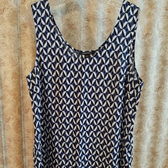 Banana Republic Tops - Black/blue/white geometric print tank size Med
